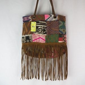 Raj L.A. Anthropologie Patchwork Fringe Bag NWT